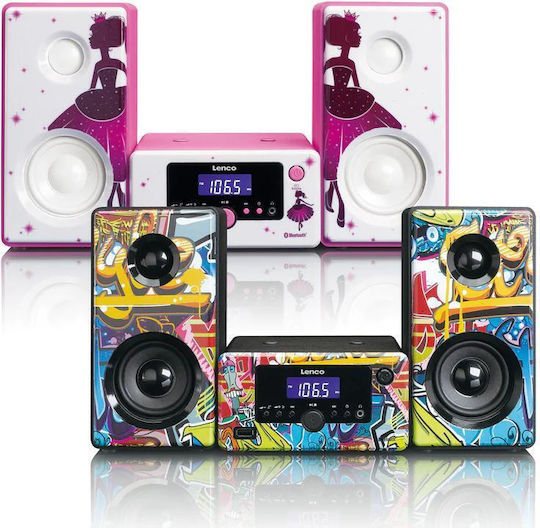 Lenco Ηχοσύστημα 2.0 MC-020 MC-020P 10W με Digital Media Player, WiFi και Bluetooth Ροζ
