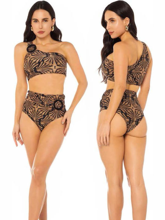 Brown One Shoulder Bikini Top