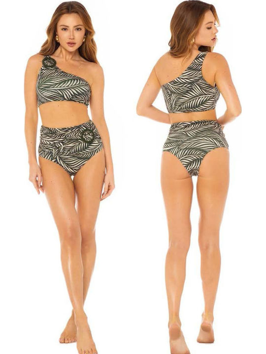 Green One Shoulder Bikini Top