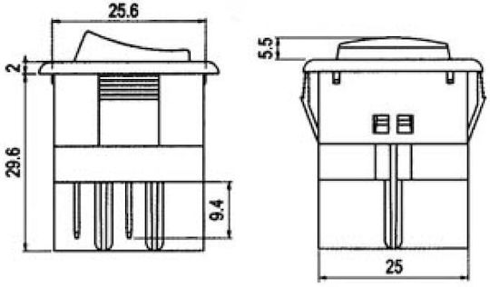 Rocker Large Switch 4p Light On-Off 10A/250V Red Square R13-105 Sci Pieces 10 01.086.0016