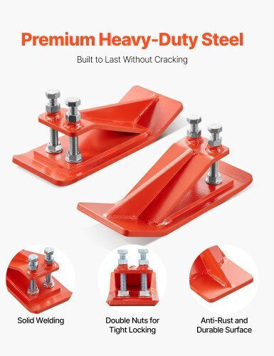 Vevor Tractor Bucket Protector 2 Pieces Heavy Duty Edge Protectors Steel Edge Protection Device Anti Slip Function Double Hex Nuts Bolts Snow Leaf Removal Gravel Dispersion Orange