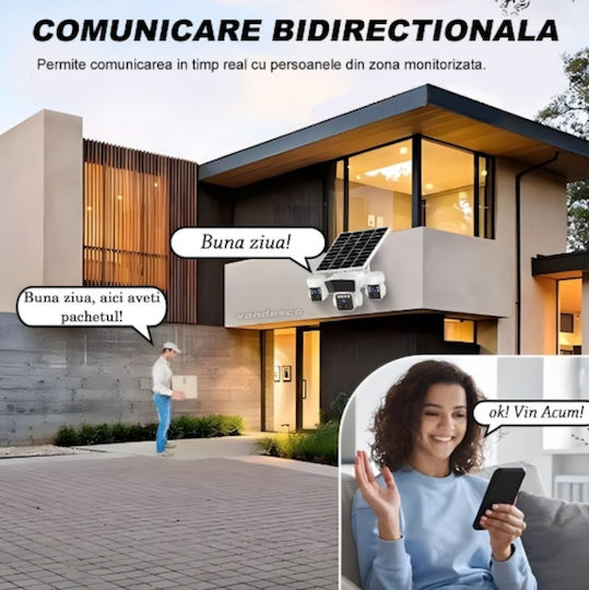 FOX500038 Cameră de Supraveghere IP 4G Rezistentă la Apă cu Baterie cu Comunicare Bidirecțională