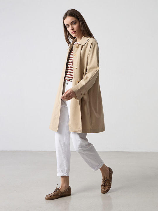 Women's Beige Oversized Gabardine
