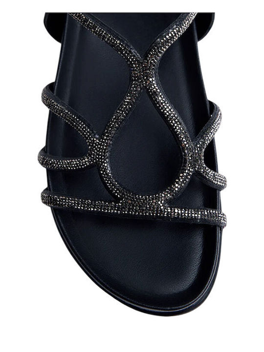 Leather Women's Anatomic Flat Sandals Black