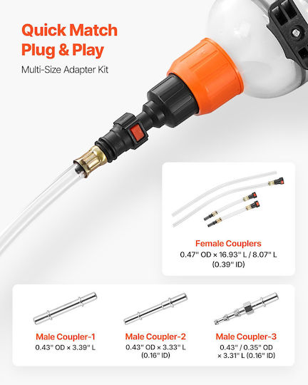 Vevor Fluid Extractor 1.5 L Manual Car Fluid Extraction Pump Oil Syringe Long Tube Extensions Easy Oil Change Suction Pump Lawn Mowers Cars Boats Golf Carts Motorcycles
