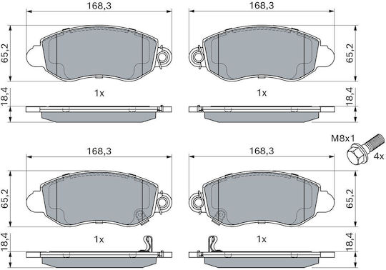 Bosch Bremsbelag Vorne 4Stück für Ford Transit