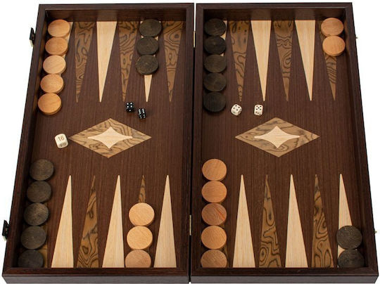 Manopoulos Wenge Set Holzpiele & Würfel für Backgammon Schwarz