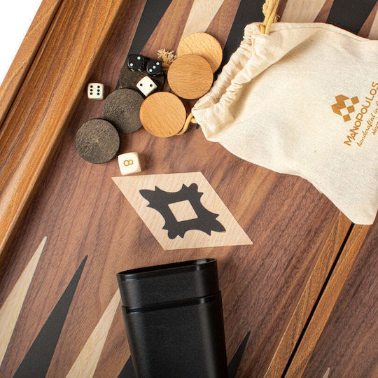 Manopoulos Walnut Replik Holz-Puulia für Backgammon Schwarz