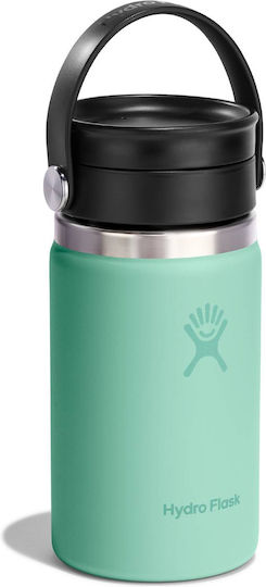 Hydro Flask Mouth Flex Sip Deckel Thermosflasche Rostfreier Stahl 354ml Meergrün mit Handgriff und Stroh