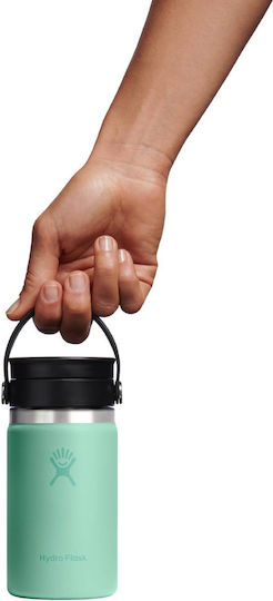Hydro Flask Mouth Flex Sip Deckel Thermosflasche Rostfreier Stahl 354ml Meergrün mit Handgriff und Stroh