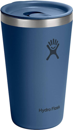 Hydro Flask Ποτήρι Θερμός Ανοξείδωτο 473ml Harbor Blue με Καλαμάκι και Λαβή