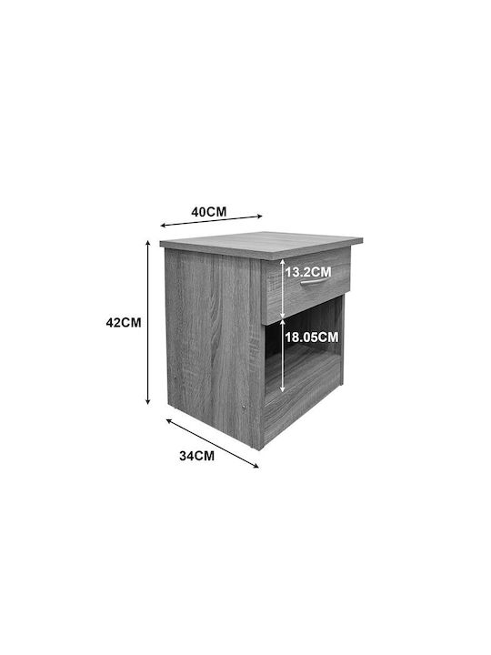 Bedside Table Bedy Wooden Gray 40x34x42cm