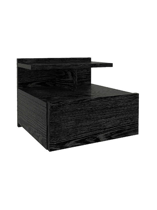 Wall-Mounted Bedside Table Mislina Wooden Black 40x33.2x32cm
