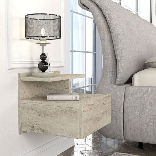 Wall-Mounted Bedside Table Mislina Wooden Beige 40x33.2x32cm