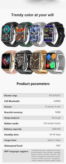 Microwear F12 Smartwatch cu Pulsometru (Roz)