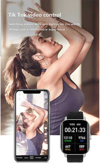 Microwear F12 Smartwatch cu Pulsometru (Roz)