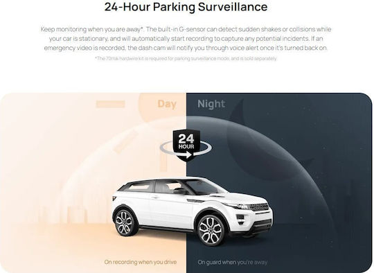 70Mai A800S 4K Windshield Car DVR, 3" Display with Adhesive Tape