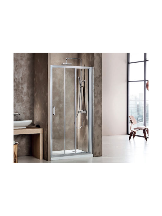 Axis Triple Slider Fixed Side Shower Stall 127-131x185cm Clean Glass Chrome