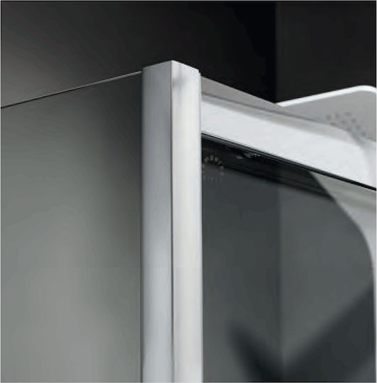 Axis Dreifach-Schiebetür Feste Seite für Dusche 127-131x185cm Sauberes Glas Chrom