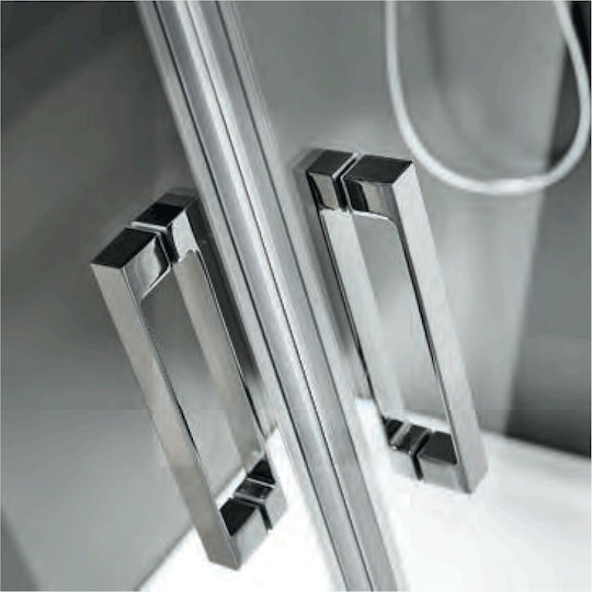 Axis Dreifach-Schiebetür Feste Seite für Dusche 127-131x185cm Sauberes Glas Chrom