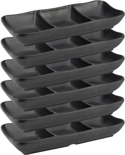 Raki Shibui Dessert Turm Ständer & Tabletts 3 Schlitze Schwarz P19.5xM8.5xH3cm