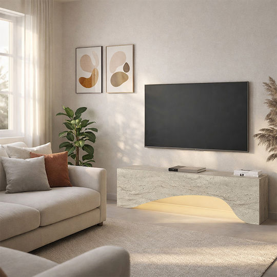 Mara with LED Lighting Travertine TV Stand L150xW31.4xH40cm