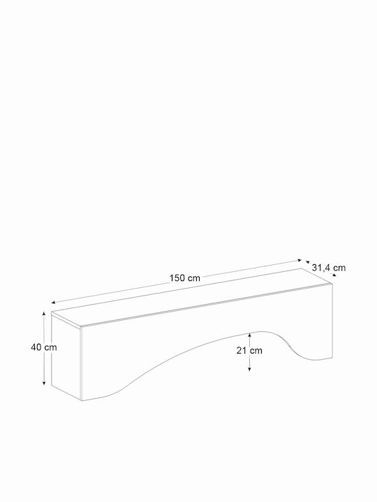 Έπιπλο Τηλεόρασης Mara με Φωτισμό LED Travertine Μ150xΠ31.4xΥ40cm
