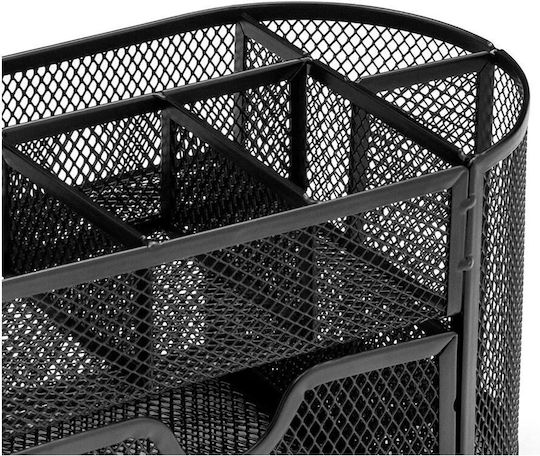 Metal Mesh Office Organizer 8 Slots Drawer Black 22x11x10 Cm Aria Trade