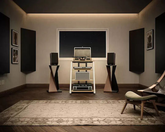 Fitueyes Eiffel AS07 Hi-Fi Furniture White/Oak 61x78x56.5cm