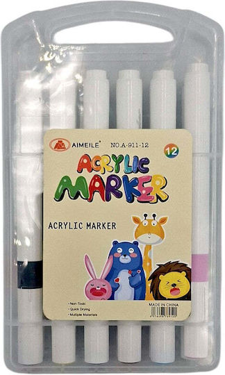 Acrylic Transparent Drawing Markers Set 12pcs