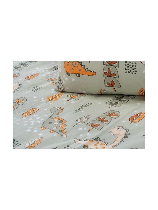 Beauty Home Set Pătură Pentru Copii Single Cu Față De Pernă Art Verde Măsliniu 160x230 cm