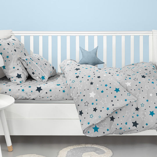 Guy Laroche Baby Sheets Crib Cotton Starland Gray 115x170cm 3 Pieces