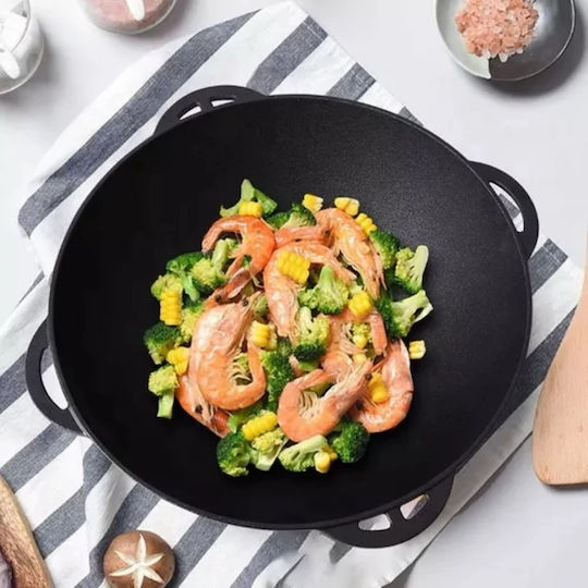 Perfect Home Wok din Fontă cu Capac cu Acoperire din Piatră 37cm