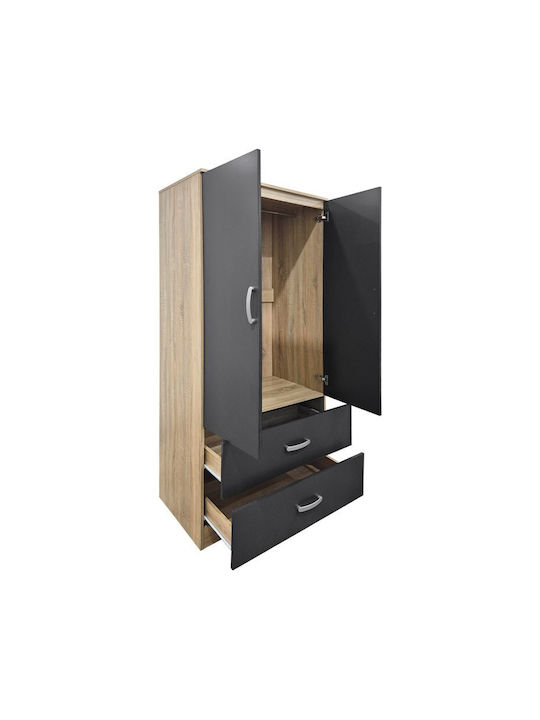Alvia Doppeltür Kleiderschrank Anthrazit 80x51.5x180cm