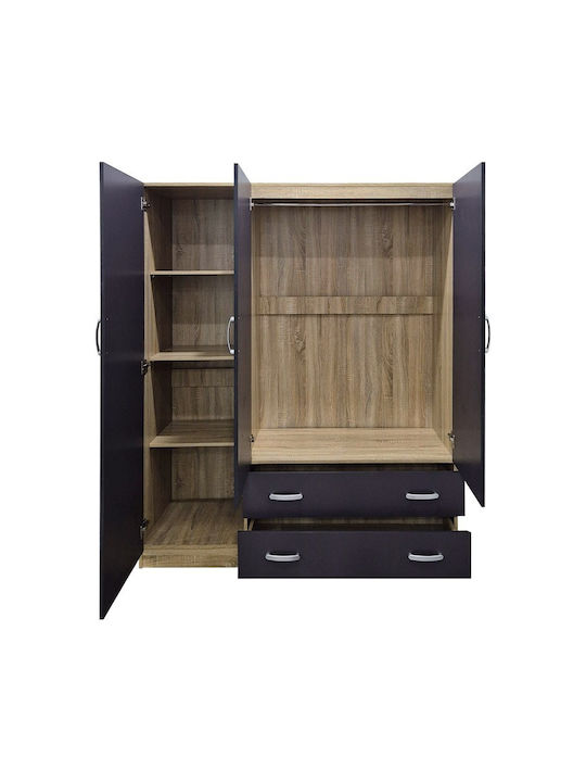 Alvia Triple Door Wardrobe Anthracite 150x51x180cm