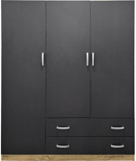 Alvia Triple Door Wardrobe Anthracite 150x51x180cm