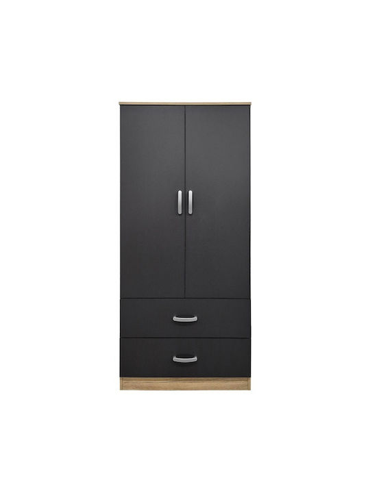 Alvia Doppeltür Kleiderschrank Anthrazit 80x51.5x180cm