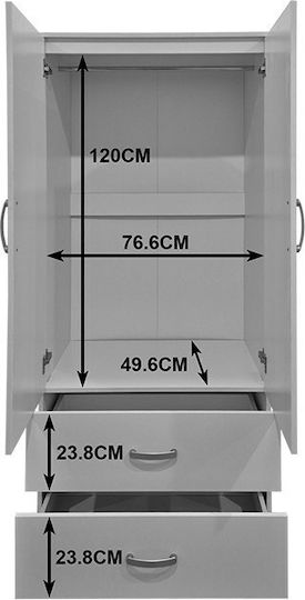 Alvia Double Door Wardrobe Anthracite 80x51.5x180cm