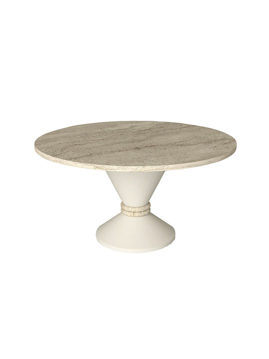 Round Side Table Lepper Wooden Travertine - Sandstone L75xW75xH39.8cm
