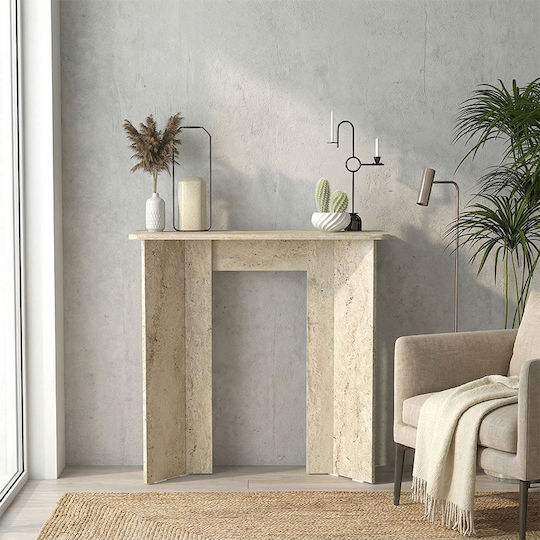 Wooden Console Travertine L90xW29.6xH91.8cm