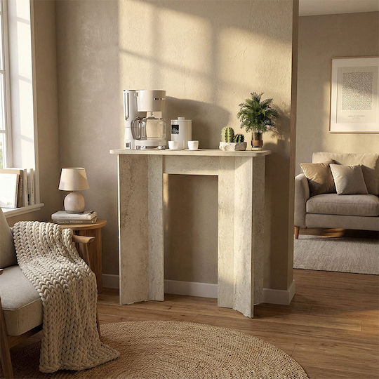 Wooden Console Travertine L90xW29.6xH91.8cm