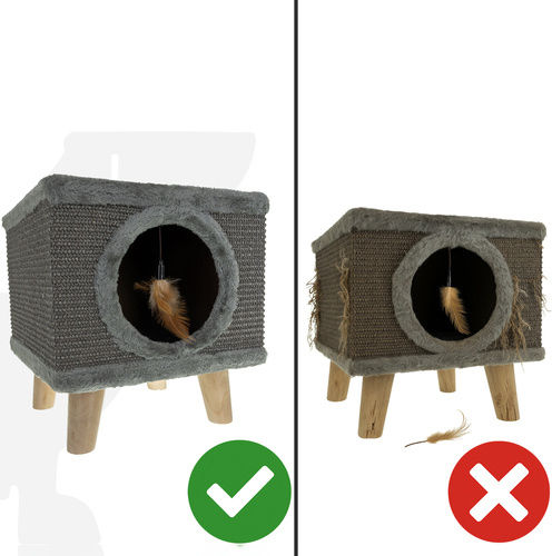 Căsuță pentru Pisici Interior Moale Jucărie Picioare din Lemn 38 x 32 x 32 cm Gri