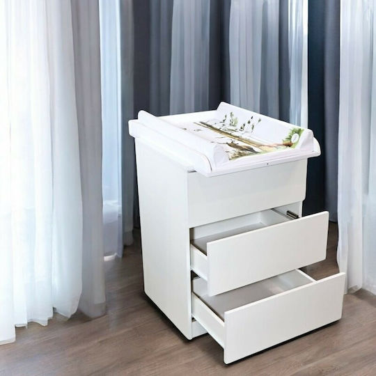 Baby Wickelkommode mit 3 Schubladen Weiß 60x50x85,4cm