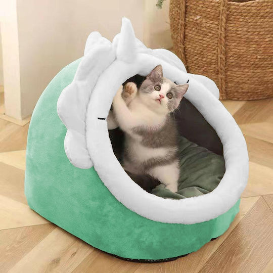 Small Breed Dog Cat Bed Size L Polyester Unicorn Design 42x42x35 Cm Green