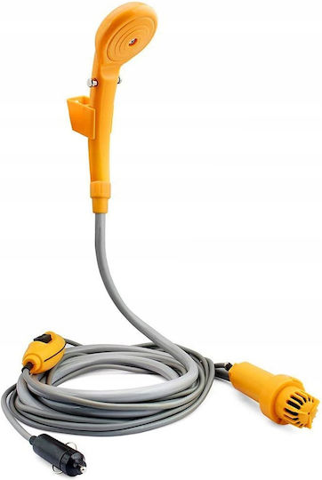 Set Duș Portabil Pentru Mașină Pompă Electrică Zola 60w 5l/min Reglare Debit Apă Alimentare Priză Brichetă 12v Cârlig Montare Ventuză Furtun 2m Galben