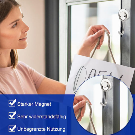 Set 12 Neodym Magnete Haken Organisation 16 × 45 Mm Silber