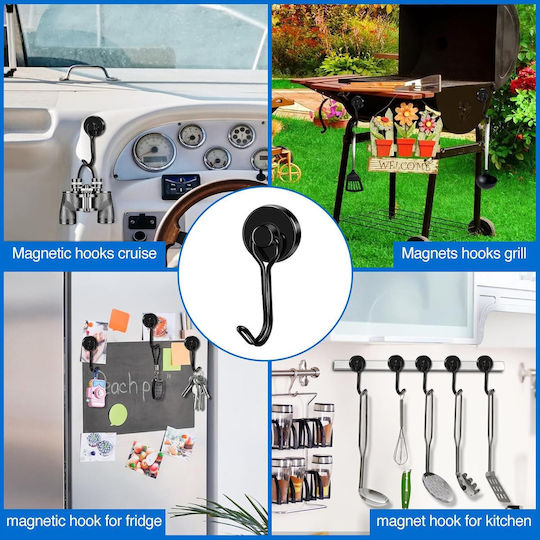 Set 12 Neodym Magnete Haken Organisation 16 × 45 Mm Schwarze
