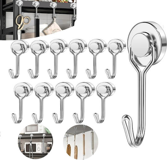 Set 12 Neodym Magnete Haken Organisation 16 × 45 Mm Silber