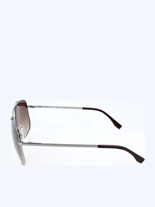 Lacoste Men's Sunglasses with Silver Metal Frame and Black Lens L188S-035
