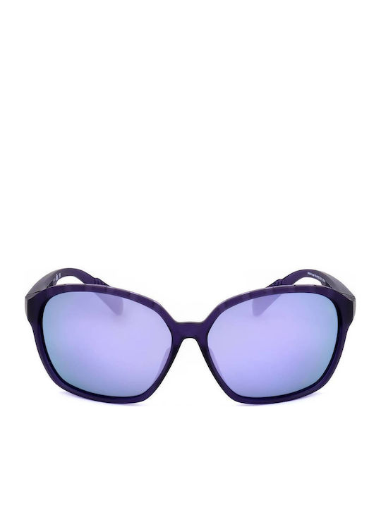 adidas Women's Sunglasses with Purple Plastic Frame and Blue Mirror Lens
